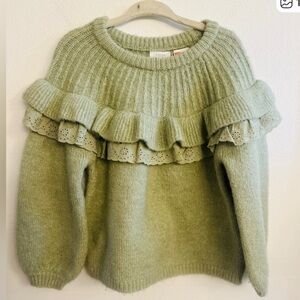 Zara Kids Olive Green Sweater with Ruffles